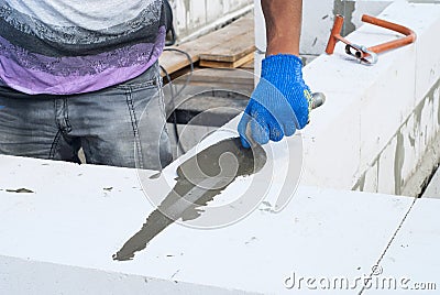 Aerated concrete masonry Stock Photo