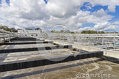 Aeration tank with waste water Stock Photo