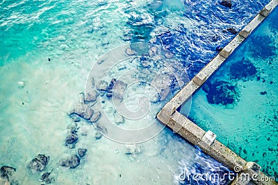 Aerial abstract of ocean and rock pool Stock Photo