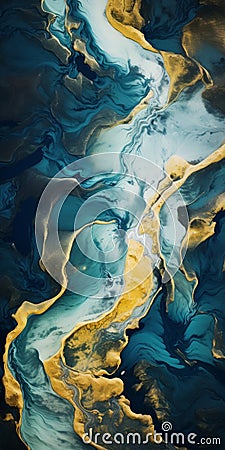 Aerial Abstraction: Fluid Colors In A Romantic Riverscape Stock Photo