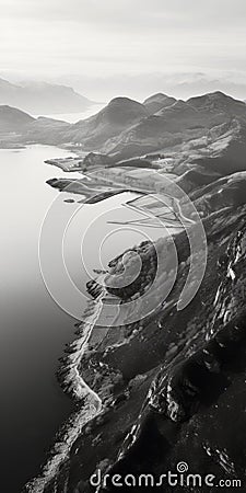 Black And White Aerial Photography Serene Landscapes And Luminist Compositions Stock Photo