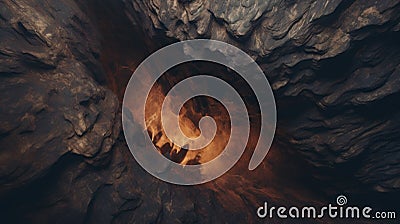 Aerial Abstractions: 3d Visualization Of Cave Interior With Candle Light Stock Photo