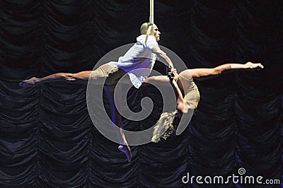 Aerial act duo Editorial Stock Photo