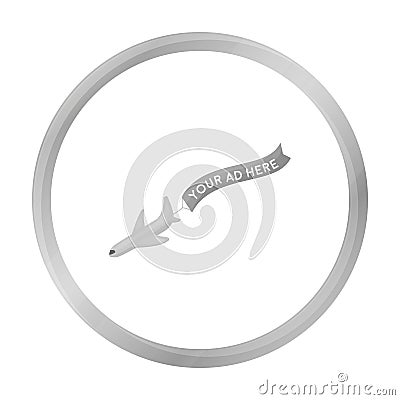 Aerial advertising icon in monochrome style isolated on white background. Advertising symbol stock vector illustration. Vector Illustration