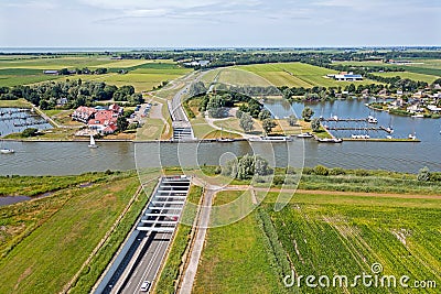 Aerial from aquaduct Galamadammen at Koudum in Friesland the Netherlands Stock Photo