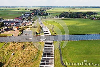 Aerial from aquaduct Jeltesloot in Friesland the Netherlands Stock Photo