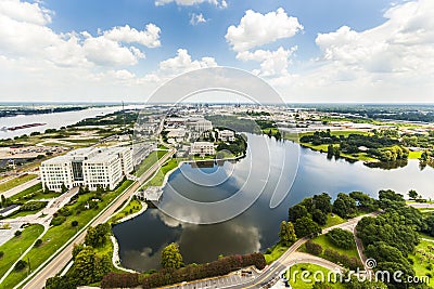 Aerial of Baton Rouge with Mississippi river Stock Photo