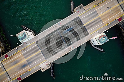 Aerial of Belmar Beach New Jersey Bridge Stock Photo