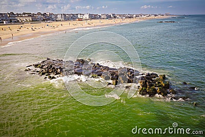 Aerial of Belmar Beach New Jersey Stock Photo