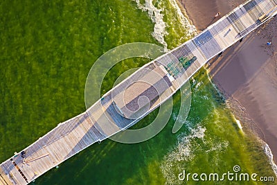 Aerial of Belmar Beach Pier New Jersey Stock Photo