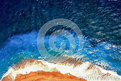 Aerial birds eye view photo taken by drone of Rodos island town, Elli beach, popular summer tourist destination, Dodecanese, Stock Photo