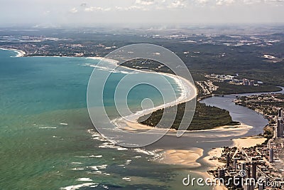 Aerial of Boa Viagem beach in Recife, Brasilia Stock Photo