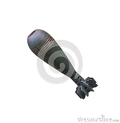Aerial bomb of World War II, isolated on white background. aerial bomb side view Stock Photo