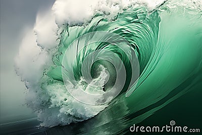 Aerial capture of stunning waves crashing and splashing in the deep sea, showcasing the dynamic movement and power of the ocean Stock Photo