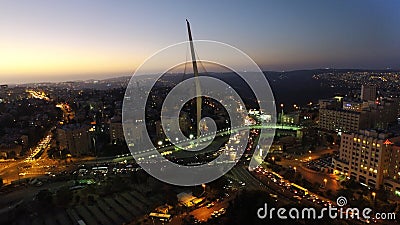 Aerial of chords bridge at night in Jerusalem Israel Editorial Stock Photo