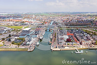 Aerial from the city Maassluis in the Netherlands Stock Photo