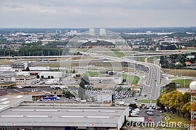 Aerial city view of Brussel outskirts Editorial Stock Photo