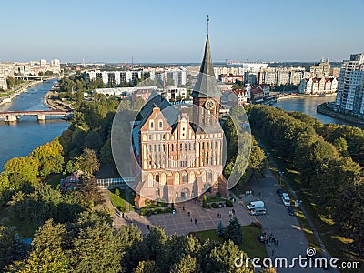 Aerial cityscape of Kant Island in Kaliningrad, Russia Editorial Stock Photo