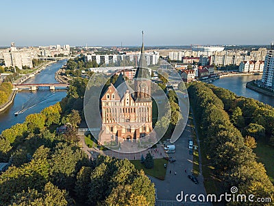 Aerial cityscape of Kant Island in Kaliningrad, Russia Editorial Stock Photo