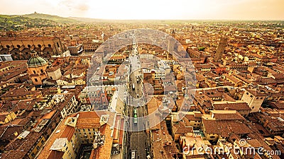 Aerial cityscape view from Due torri or two towers in Bologna Stock Photo