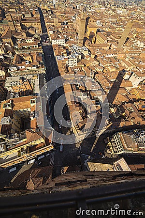 Aerial cityscape view from `Due torri` or two towers, Bologna Stock Photo