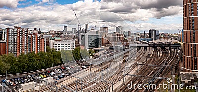 Aerial cityscape view of Leeds train station Editorial Stock Photo