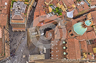 Aerial cityscape view from two towers, Bologna, Italy Stock Photo