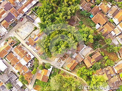 Aerial crossroads in the middle of housing Stock Photo