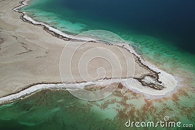 Aerial detail of Dead Sea Stock Photo