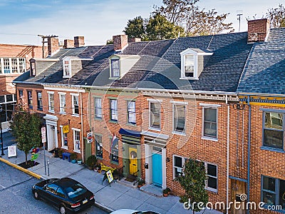Aerial of Downtown York, Pennsylvania next to the Historic District in Royal Square Editorial Stock Photo