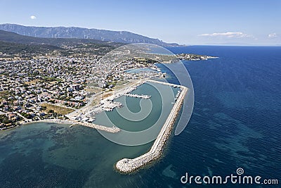 Aerial drone footage The town of Mordogan, Karaburun - Izmir Stock Photo