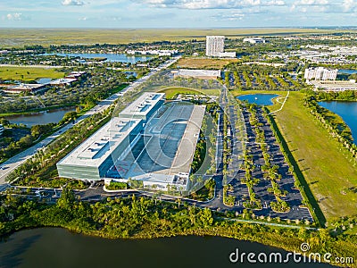 Aerial drone photo of American Express Company Building Sunrise FL modern architecture Editorial Stock Photo
