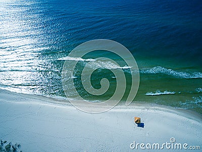 Aerial Drone Photo - Beautiful ocean and beaches of Gulf Shores / Fort Morgan, Alabama Stock Photo