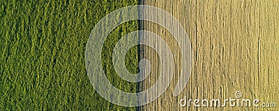 Aerial Drone Photo Captures Diverse Crop Fields Stock Photo