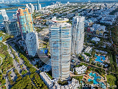 Aerial drone photo Continuum Miami Beach towers 2024 Stock Photo