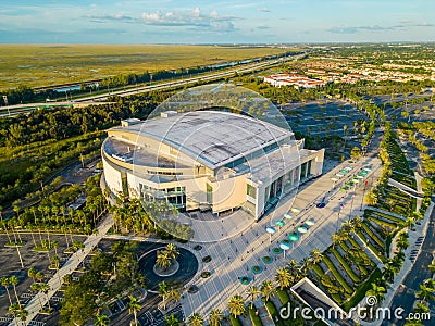 Aerial drone photo of FLA Live Arena Sunrise FL Editorial Stock Photo