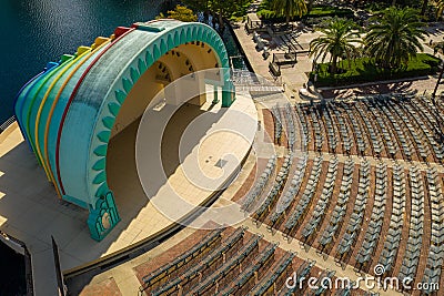 Aerial drone photo Lake Eola clamshell amphitheater Orlando Florida USA Stock Photo