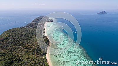 Aerial drone photo of nothern east part of iconic tropical Phi Phi island Stock Photo