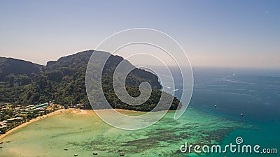 Aerial drone photo of nothern west part of iconic tropical Phi Phi island Stock Photo