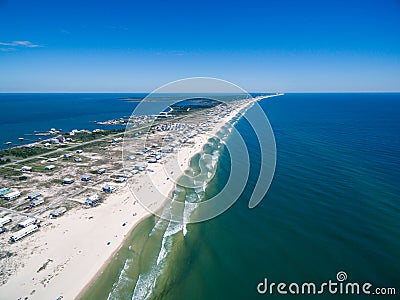 Aerial Drone Photo - Ocean & Beaches of Gulf Shores / Fort Morgan Alabama Stock Photo