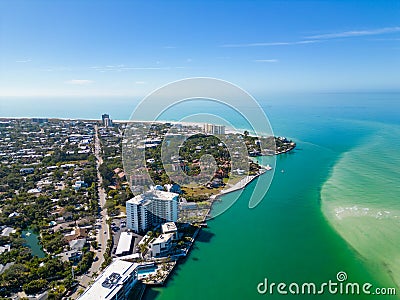 Aerial drone photo westernmost point Siesta Key Florida beach Stock Photo