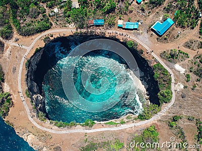 Aerial drone top view of Broken Beach in Nusa Penida, Bali, Indonesia Stock Photo