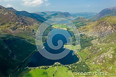 Aerial drone view of Buttermere and Crummock Water Stock Photo