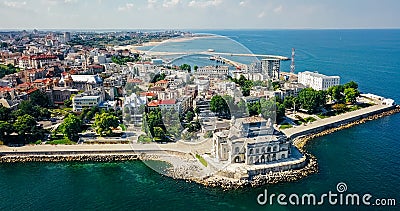 Aerial Drone View Of Constanta City At The Black Sea Stock Photo