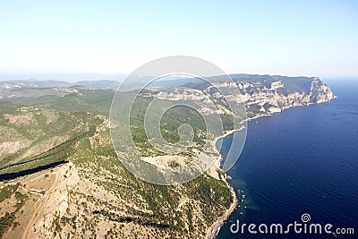 Aerial drone view of an epic seascape, Crimea Stock Photo