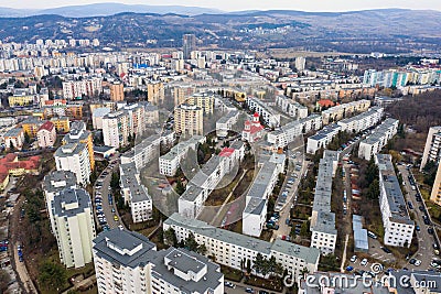 Aerial view of flat of blocks. Urban landscape Stock Photo