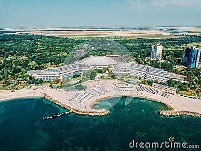 Aerial Drone View Of Neptun-Olimp Resort On The Black Sea In Romania Stock Photo