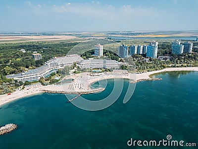 Aerial Drone View Of Neptun-Olimp Resort On The Black Sea In Romania Stock Photo