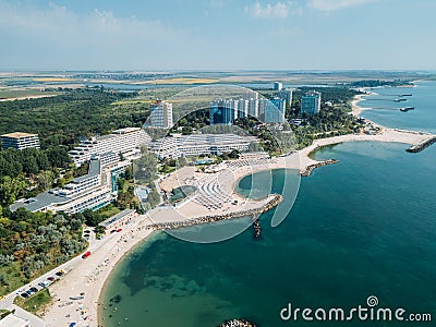 Aerial Drone View Of Neptun-Olimp Resort On The Black Sea In Romania Stock Photo