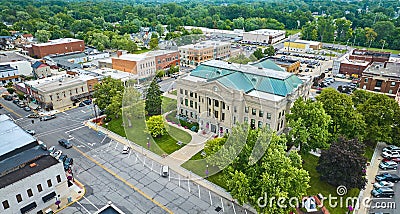 Aerial entrance view in summer of Auburn courthouse Editorial Stock Photo